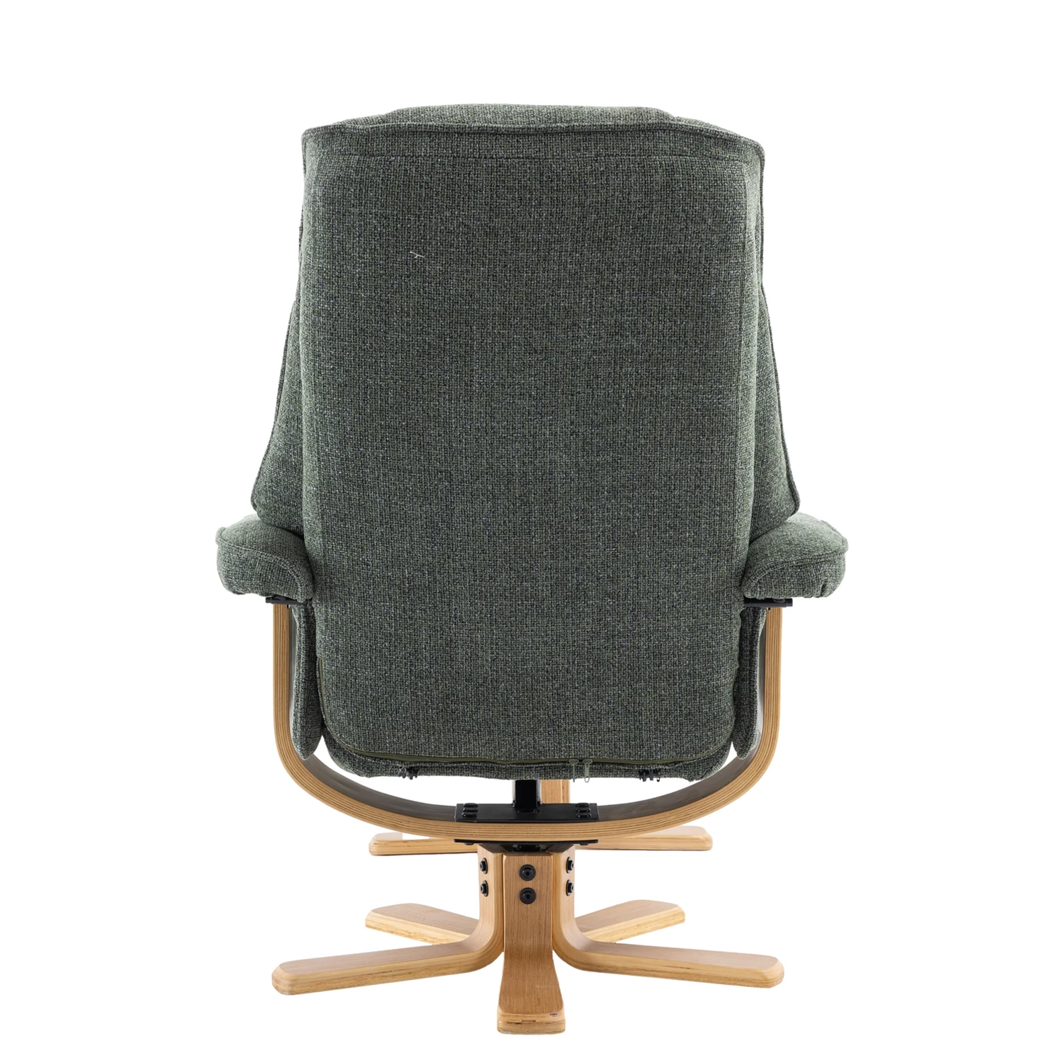 Scandi Fabric Swivel Recliner Chair with Footstool available in fabric and faux leather - Back of Chair 