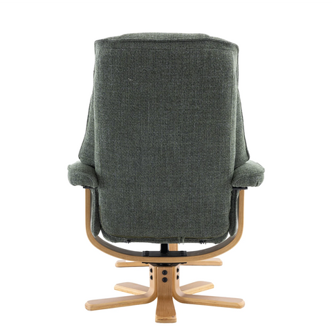 Scandi Fabric Swivel Recliner Chair with Footstool available in fabric and faux leather - Back of Chair 