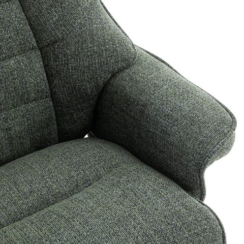 Scandi Fabric Swivel Recliner Chair with Footstool available in fabric and faux leather - Close up of Armrest