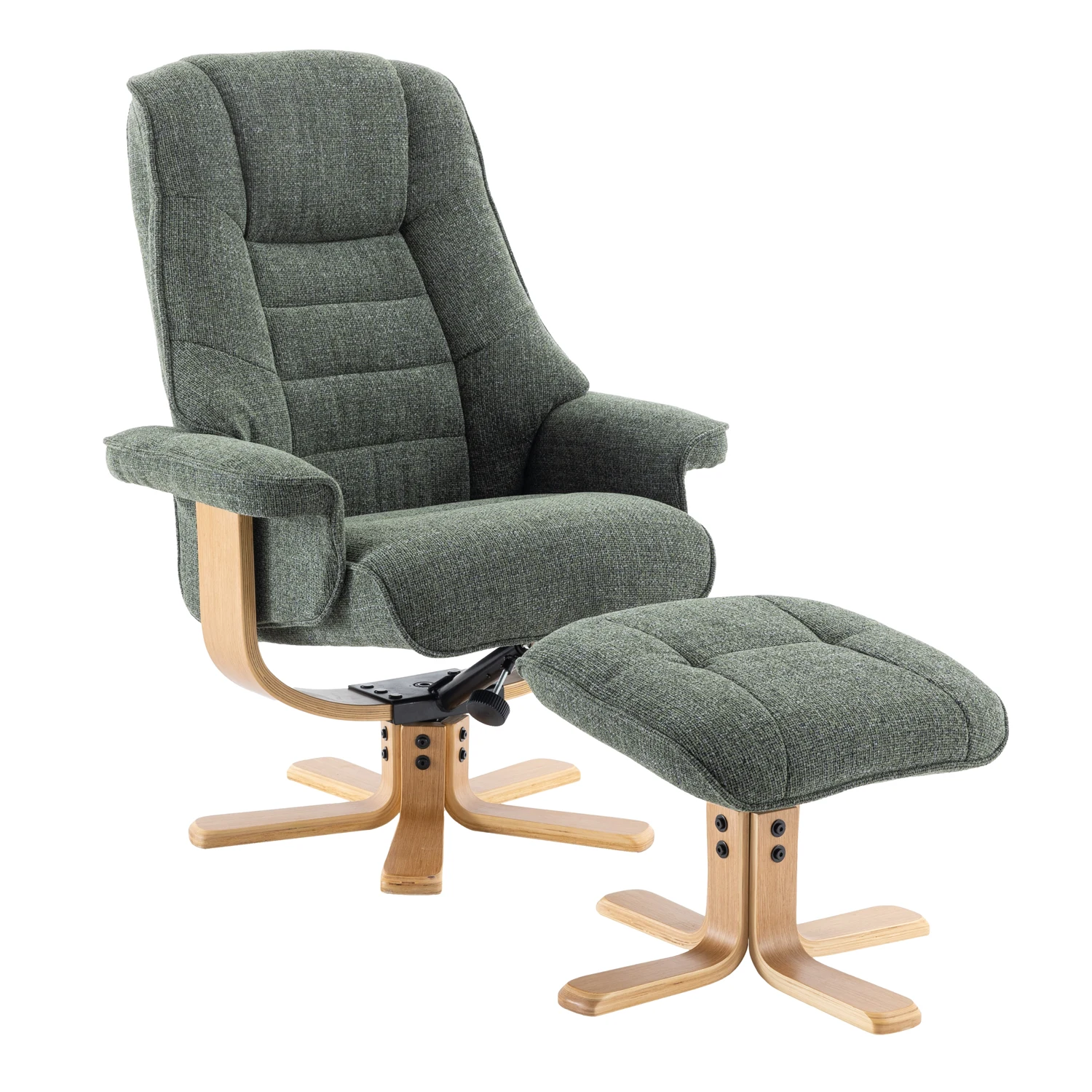 Scandi Fabric Swivel Recliner Chair with Footstool available in fabric and faux leather 