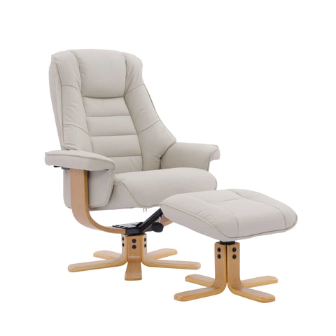 Scandi Faux Leather Swivel Recliner Chair and Footstool also available Cinder, Olive Green and Petrol Blue