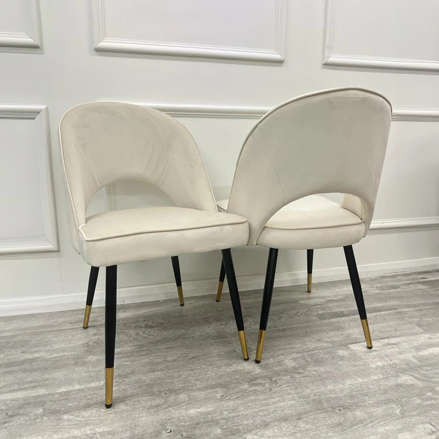 Set of 4 Beige Velvet Dining Chairs