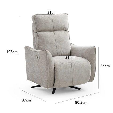 Shanghai Natural Chenille Fabric Power Swivel Recliner Chair