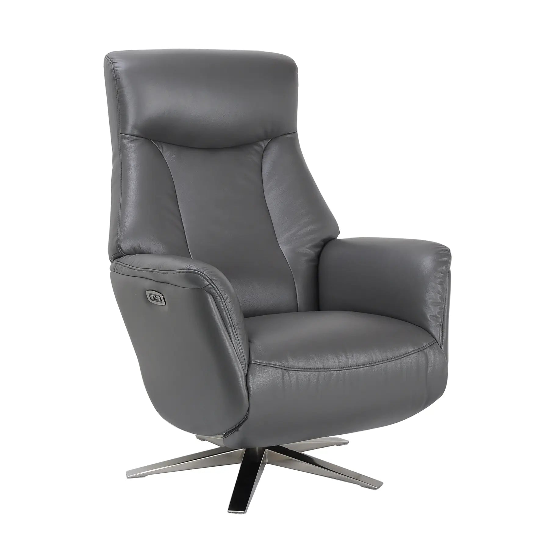 Sicily Leather Look Swivel Power Recliner Chair - Platinum