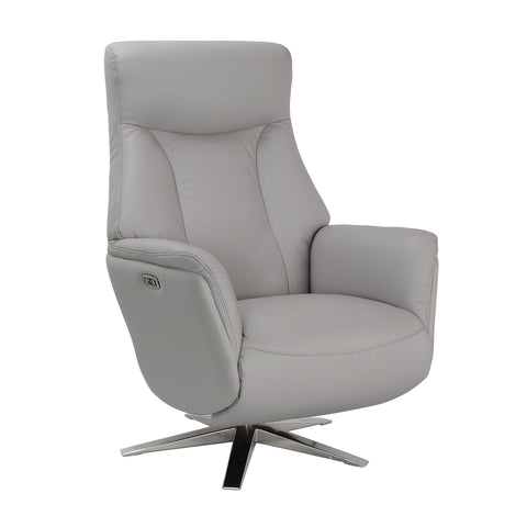 Sicily Leather Look Swivel Power Recliner Chair - Platinum colour - 001