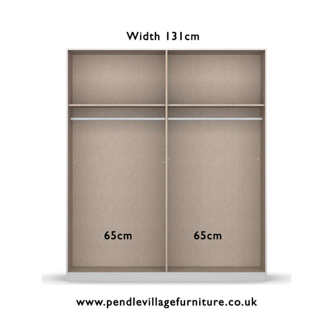 Rauch Kronach Small White Sliding Door Wardrobe, Dimensions: Width 131cm Height 197cm Depth 59 cm, Free Delivery and Assembly By Pendle Village Furniture - 004