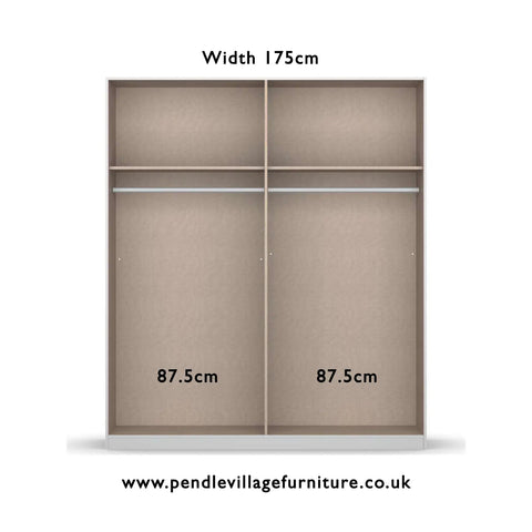 Rauch Smart Small Artisan Oak and Metallic Grey Sliding Door Wardrobe, Dimensions: Width 175cm Height 197cm Depth 59 cm, Free Delivery and Assembly By Pendle Village Furniture - 004