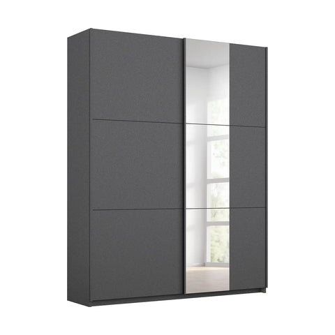 Metallic Grey Smart Small Sliding Door Wardrobe