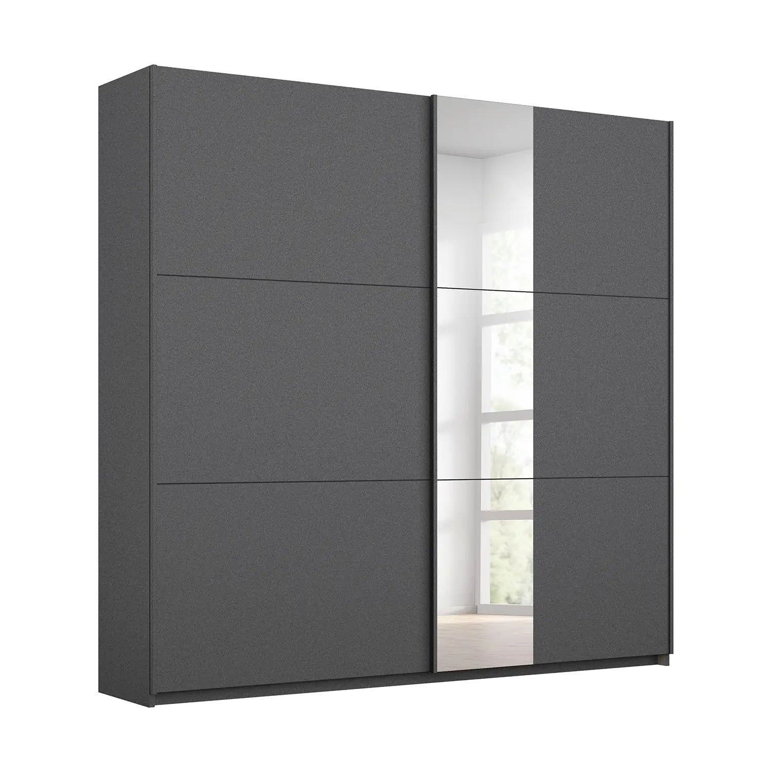 Metallic Grey Smart Small Sliding Door Wardrobe