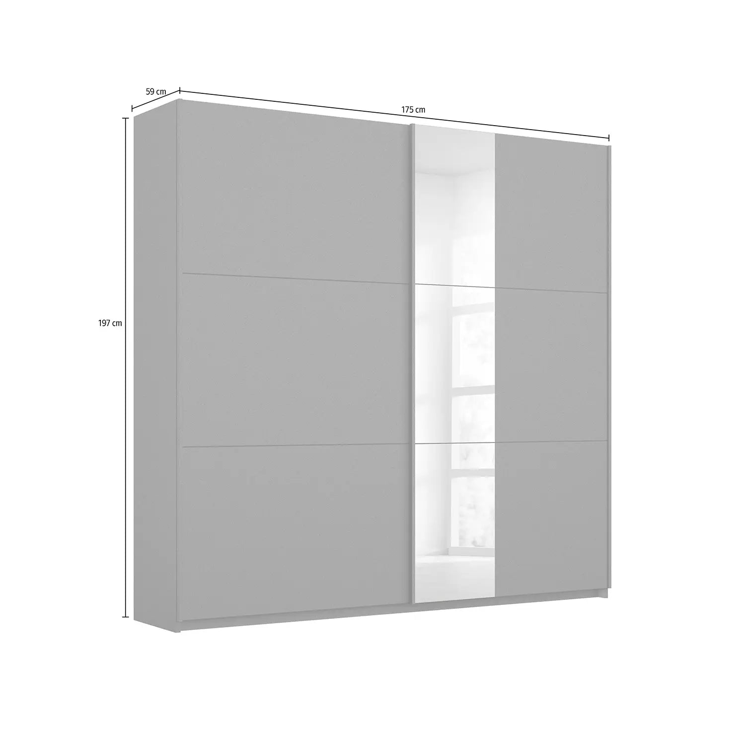 Metallic Grey Smart Small Sliding Door Wardrobe