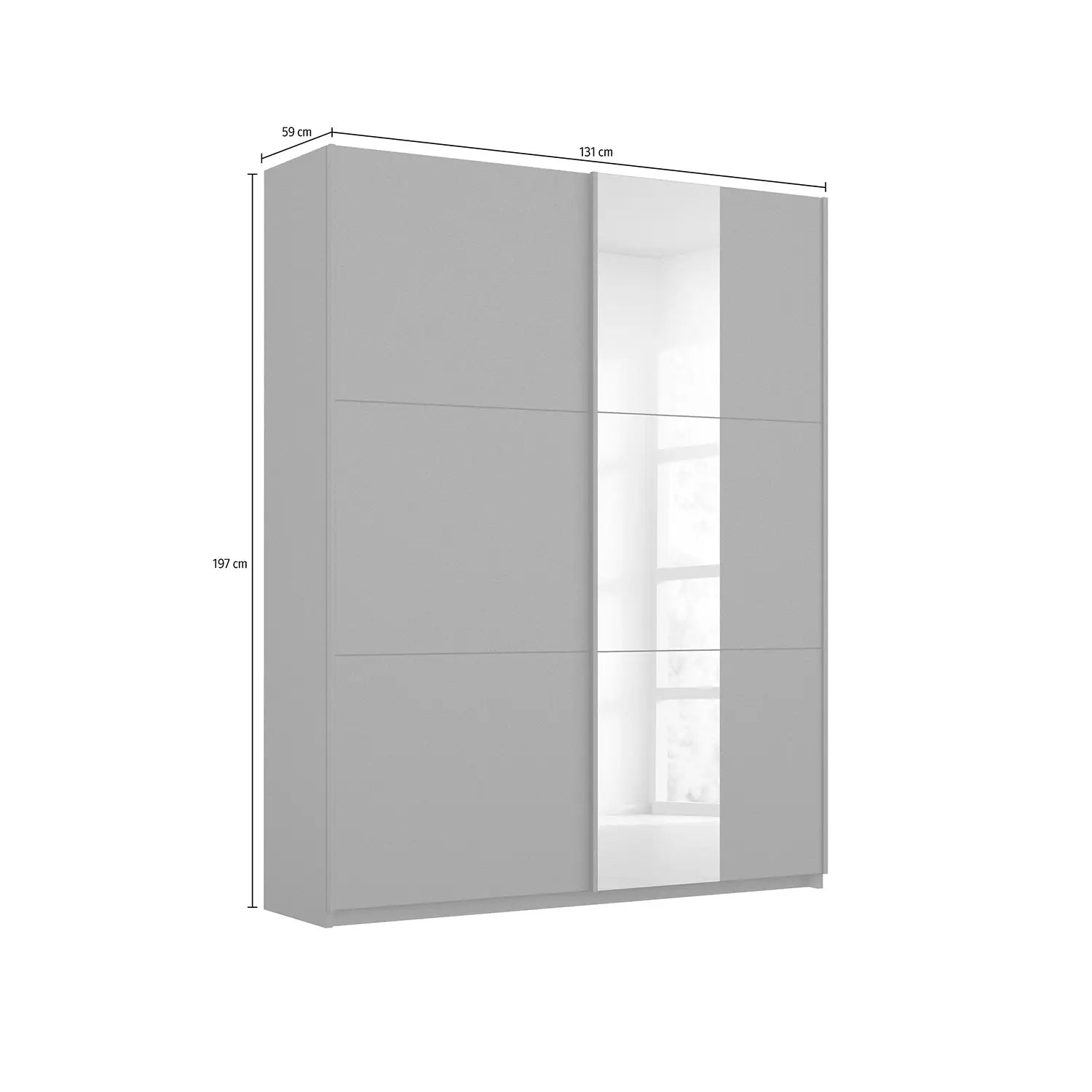 Metallic Grey Smart Small Sliding Door Wardrobe