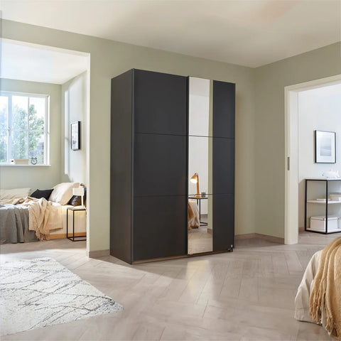 Metallic Grey Smart Small Sliding Door Wardrobe