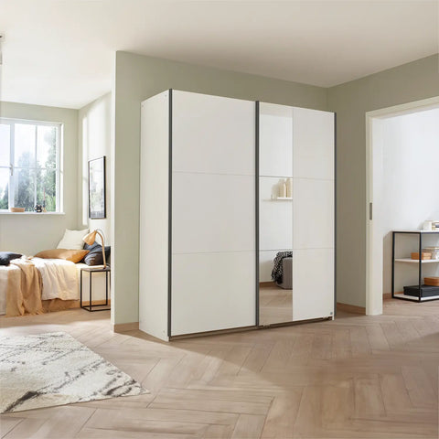 Rauch Smart Small White Sliding Door Wardrobe, Dimensions: Width 175cm Height 197cm Depth 59 cm, Free Delivery and Assembly By Pendle Village Furniture - 002