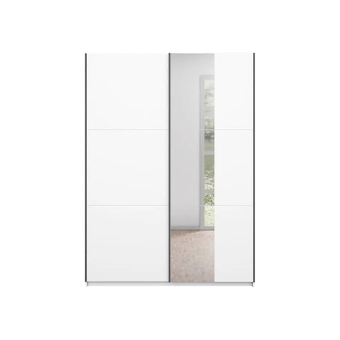 Rauch Smart Small White Sliding Door Wardrobe, Dimensions: Width 131cm Height 197cm Depth 59 cm, Free Delivery and Assembly By Pendle Village Furniture - 003