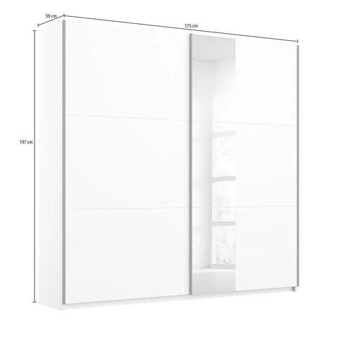 Rauch Kronach Small White Sliding Door Wardrobe, Dimensions: Width 131cm Height 197cm Depth 59 cm, Free Delivery and Assembly By Pendle Village Furniture - 011