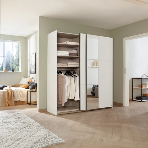 Rauch Smart Small White Sliding Door Wardrobe, Dimensions: Width 175cm Height 197cm Depth 59 cm, Free Delivery and Assembly By Pendle Village Furniture - 005