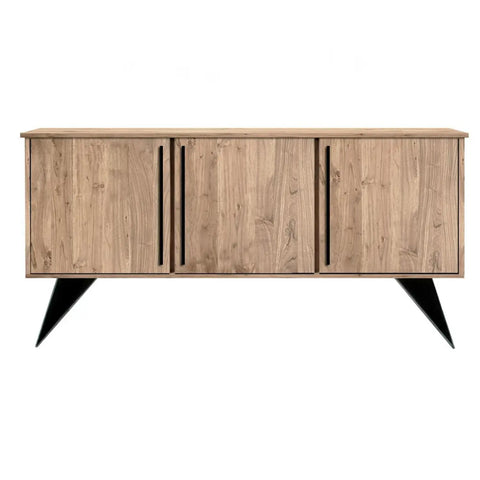 Lucio 3 Door Sideboard, wood with black angular base and handles. Matching Furniture Available - Main Image  