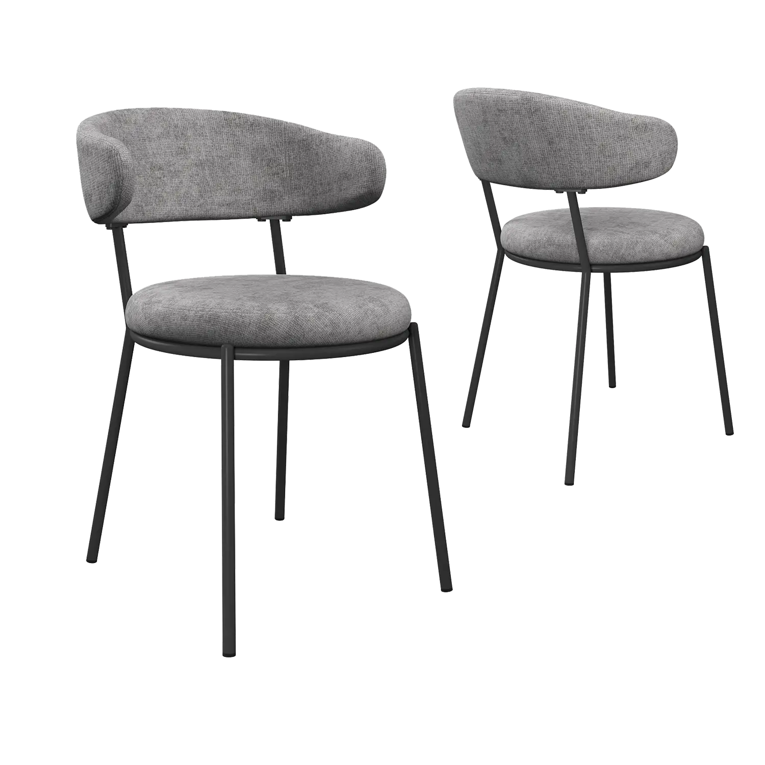 Cartier 80cm Round Gloss Grey Ceramic Dining Table with 2 Ria Dining Chairs