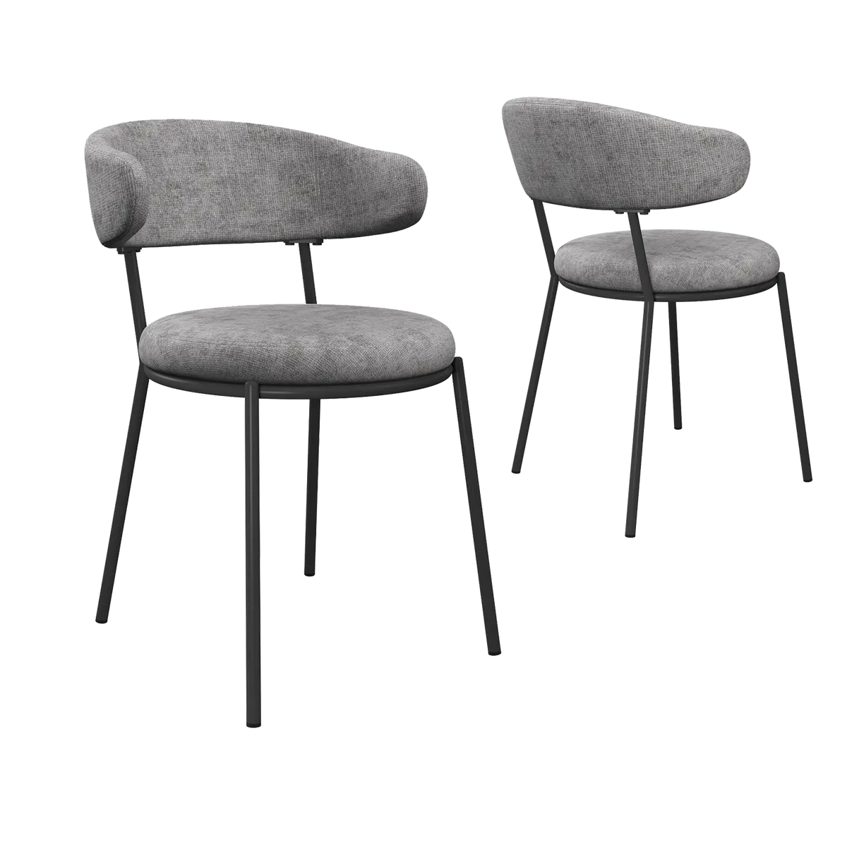 Cartier 80cm Round Gloss Grey Ceramic Dining Table with 2 Ria Dining Chairs - Ria Dining Chairs in Grey