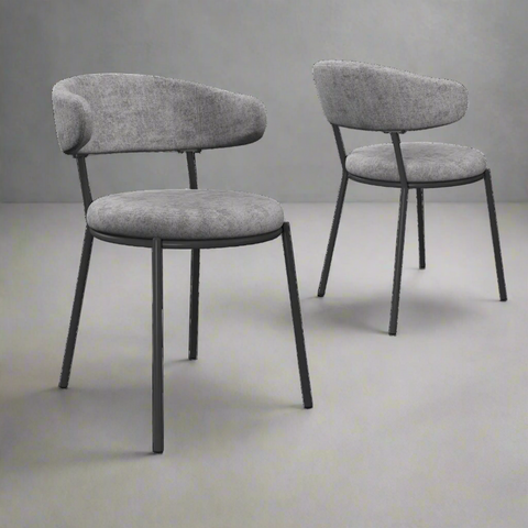 Ria Grey Round Set of 6 Dining Chairs, also available in Rust - Front and Back of Chair