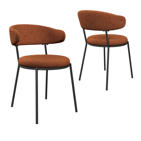 Cartier 80cm Round Gloss Grey Ceramic Dining Table with 2 Ria Dining Chairs - Ria Dining Chairs in Orange