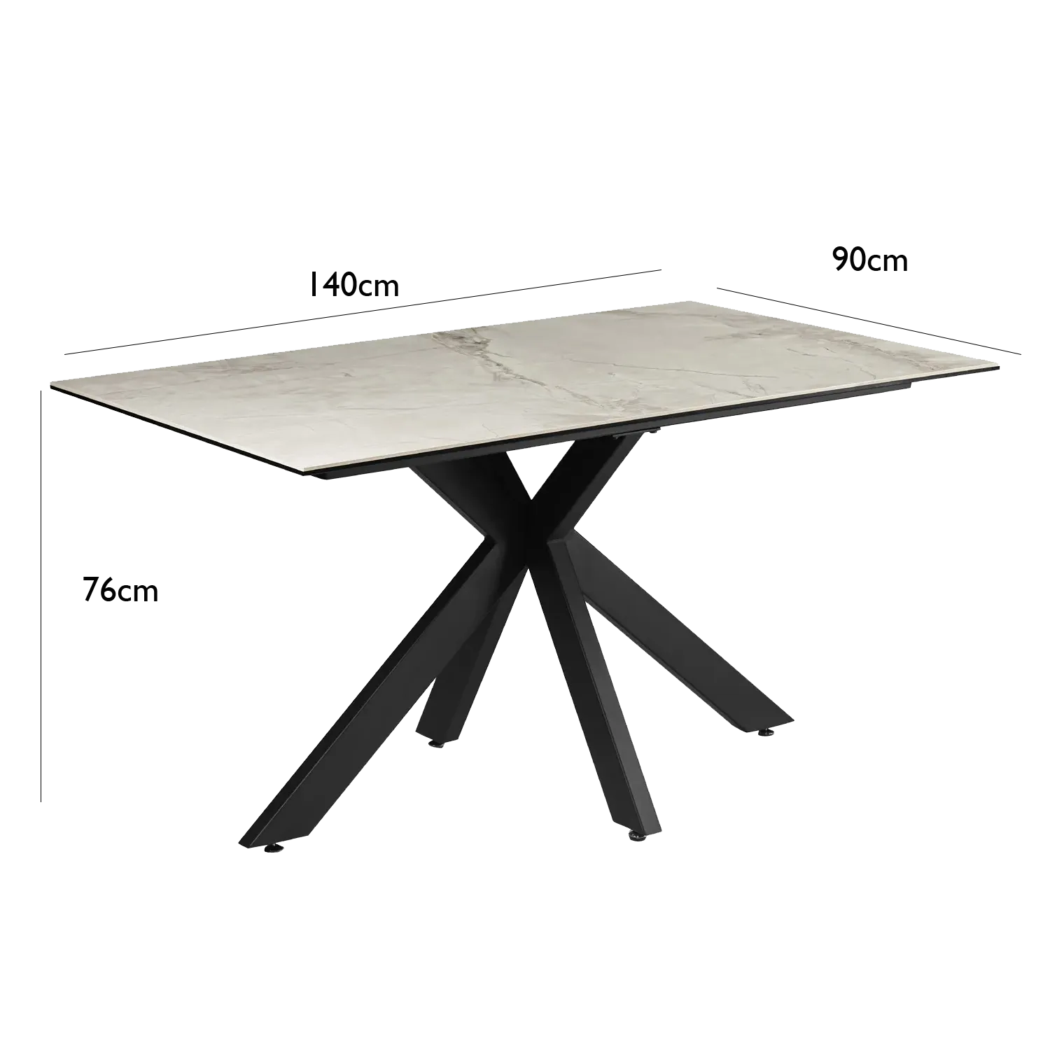 Tomford 1.4M Light Grey High Gloss Marble Effect Sintered Stone Dining Table