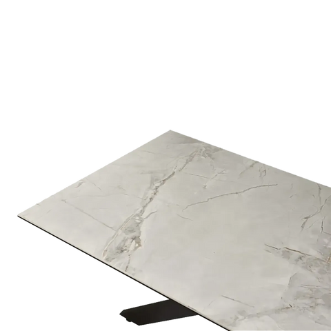 Tomford 1.4M Light Grey High Gloss Marble Effect Sintered Stone Dining Table