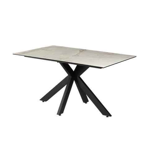 Tomford 1.4M Light Grey High Gloss Marble Effect Sintered Stone Dining Table