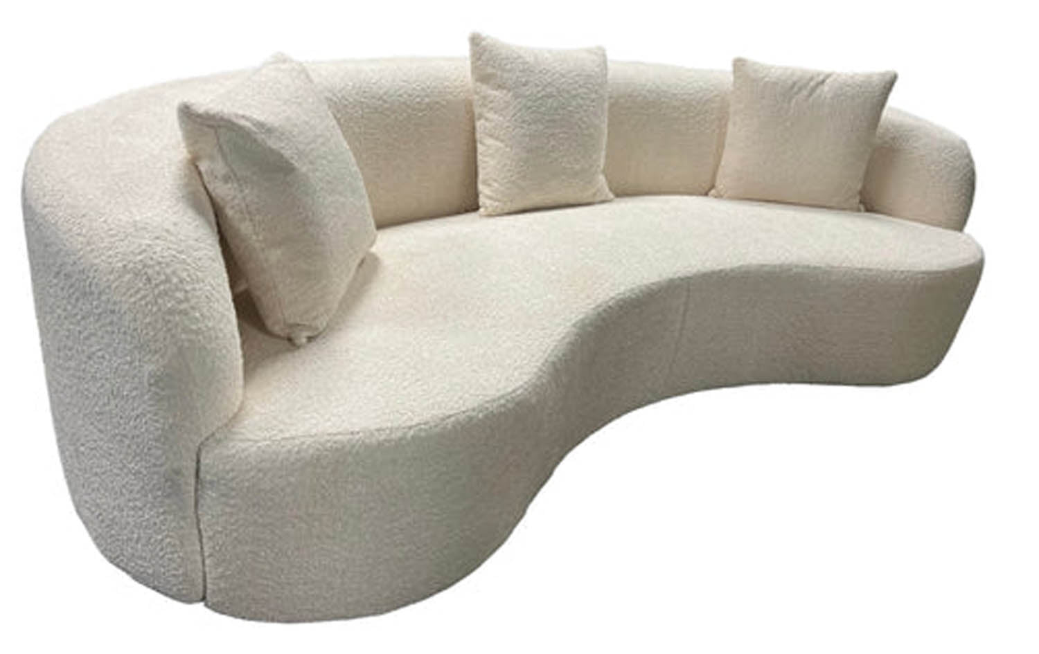 Margot Curved Ivory Highback Boucle 3 Seater Sofa