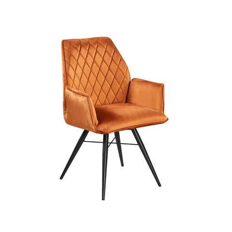 Solaris Burnt Orange Velvet  Set of 4  dining chairs, free delivery