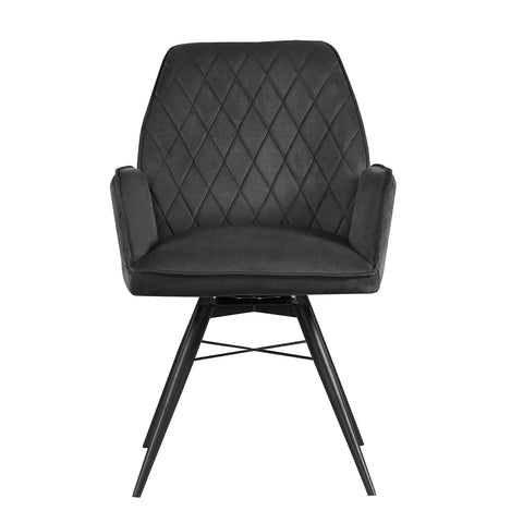 Solaris Swivel Armchair in Dark Grey Soft Velvet, Set of 4