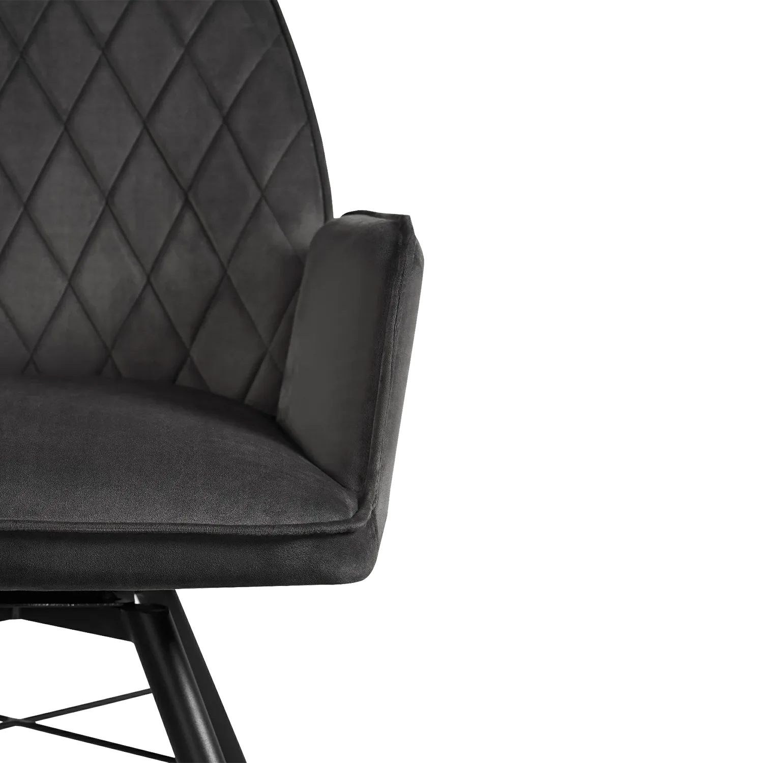 Solaris Swivel Armchair in Dark Grey Soft Velvet, Set of 4