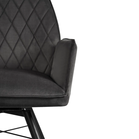 Solaris Swivel Armchair in Dark Grey Soft Velvet, Set of 4