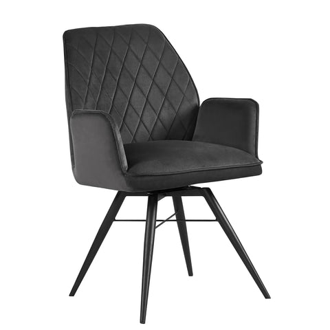 Solaris Swivel Armchair in Dark Grey Soft Velvet, Set of 4