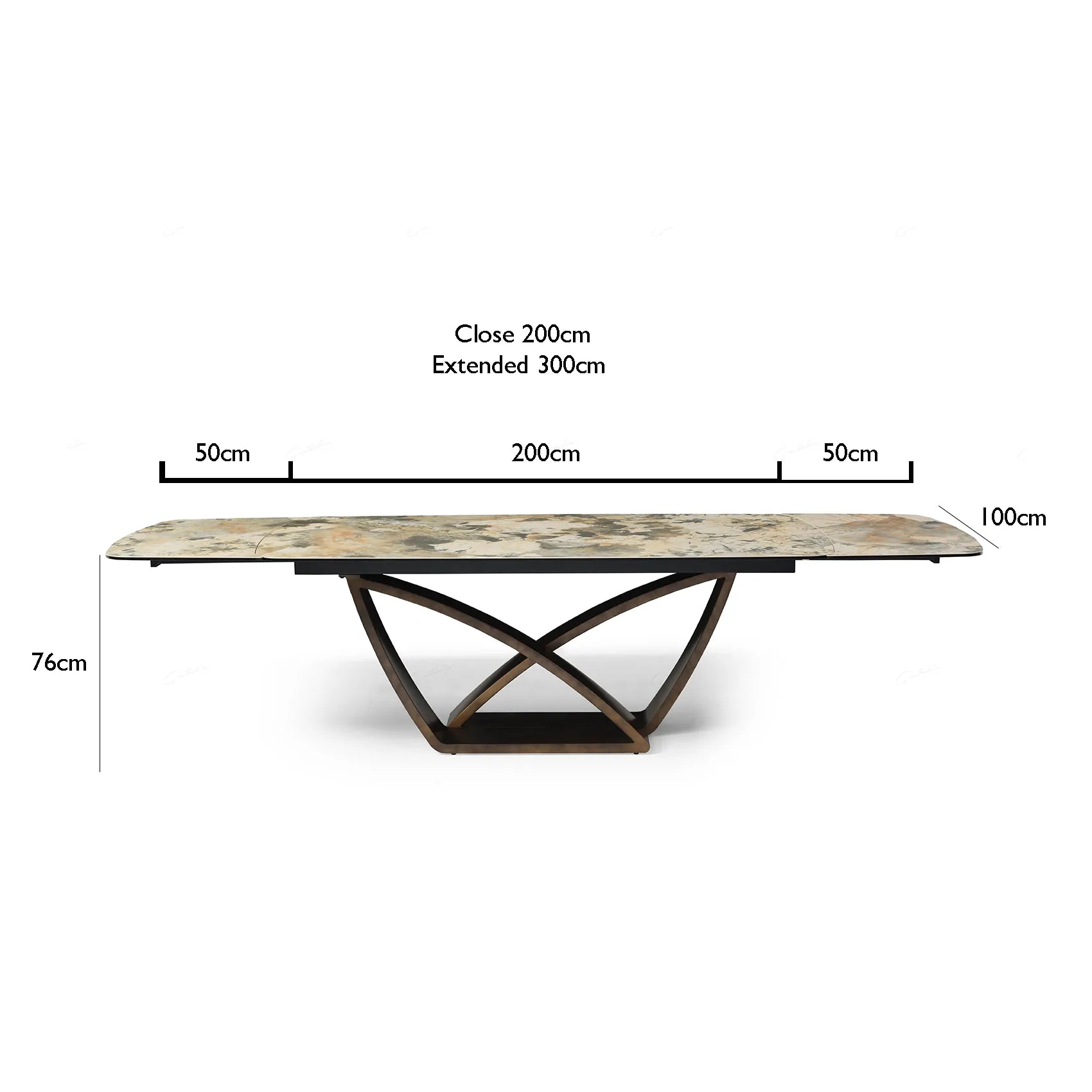 Sorrento Matt Ivory & Emerald Vein Italian Ceramic Extending Dining Table