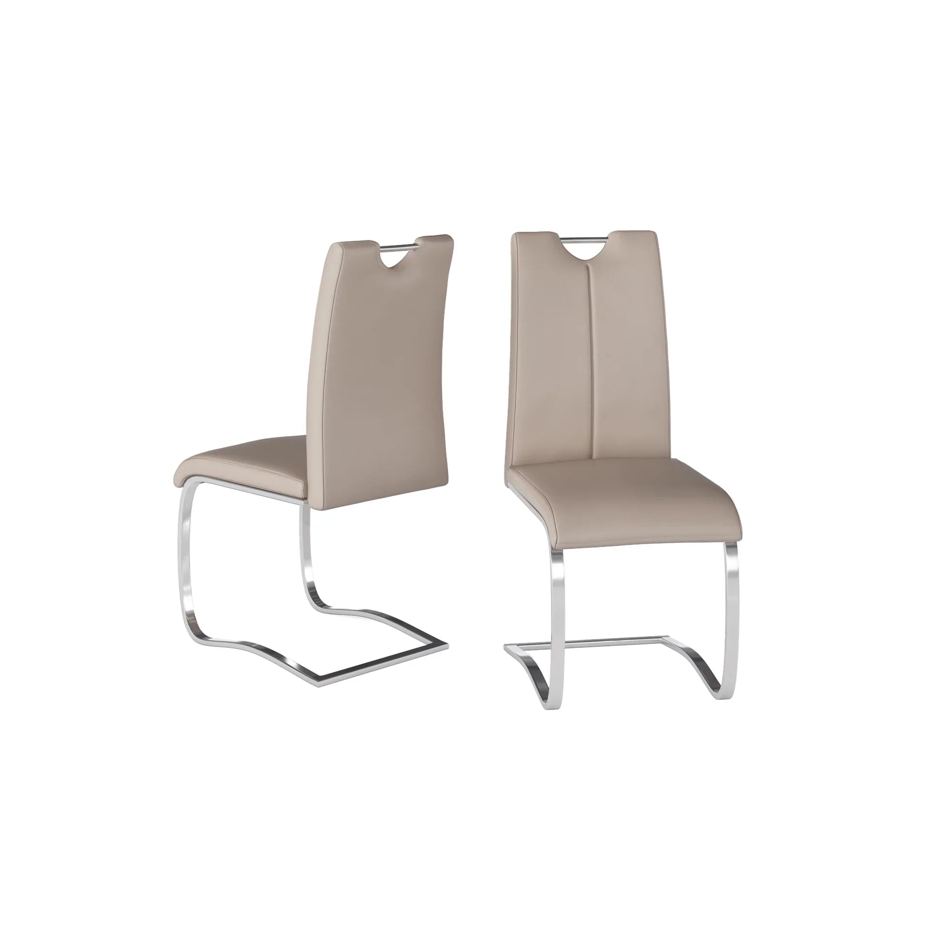 Set of 4 Bianco Faux Leather Cream Dining Chairs