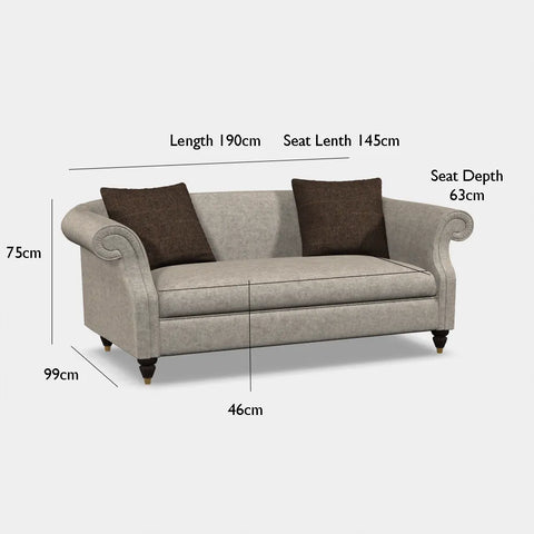 Tetrad Harris Tweed Bowmore Midi Sofa - Dimensions 