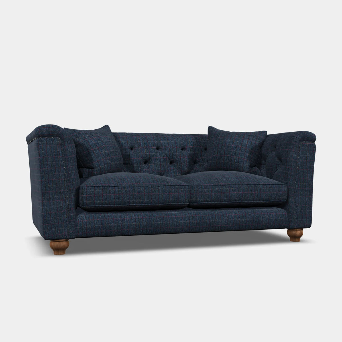 Wood Bros Thetford Chesterfield Sofa - Herringbone Check Fabric