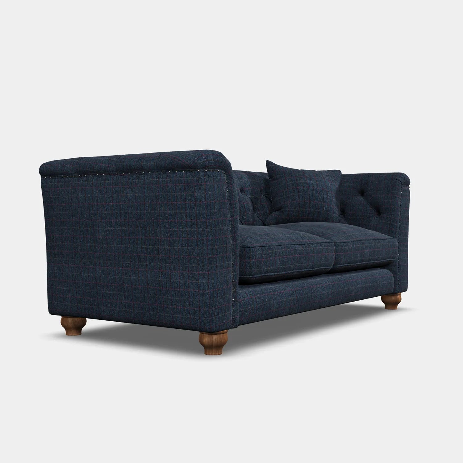 Wood Bros Thetford Chesterfield Sofa - Herringbone Check Fabric