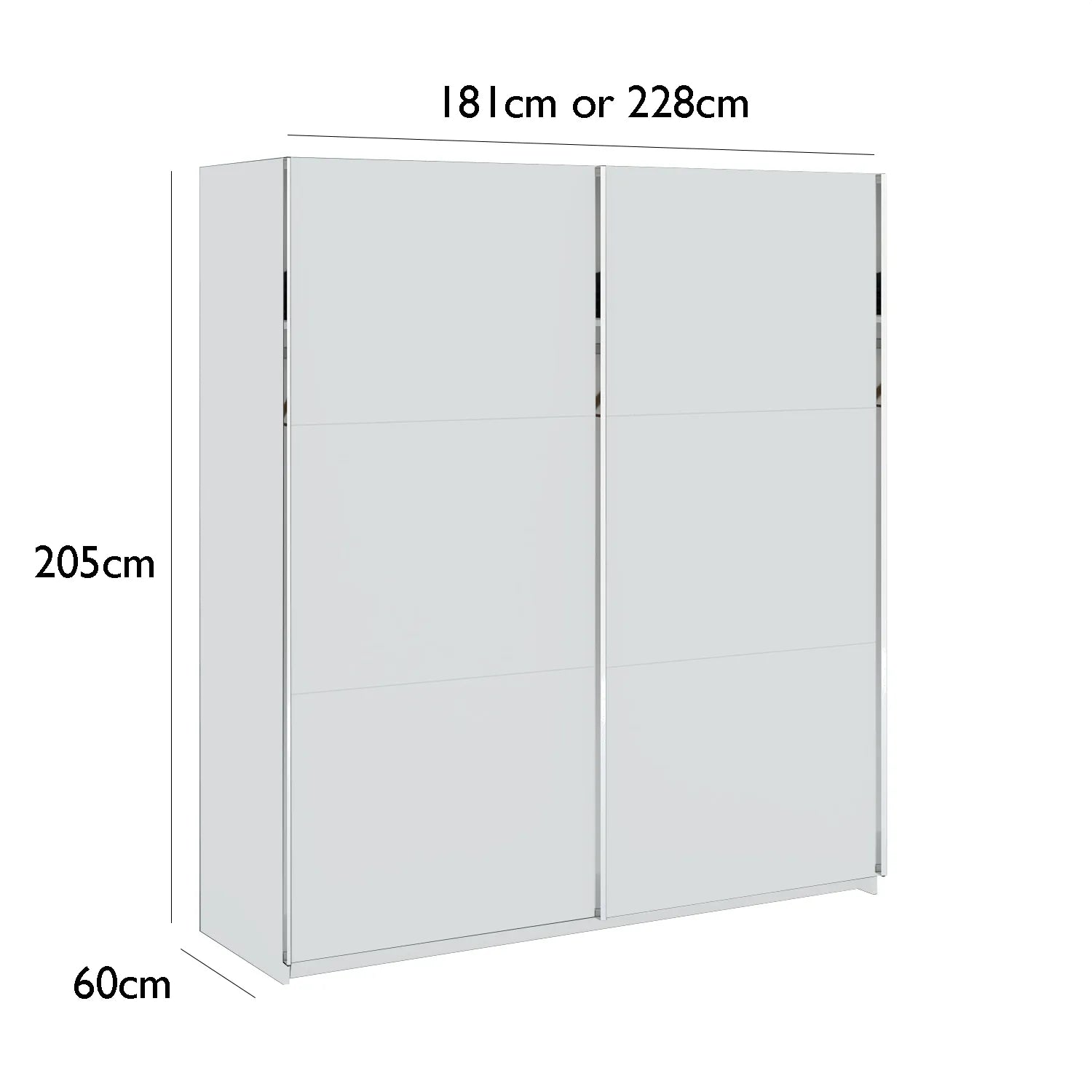 Thorvik White Decor Sliding Door Wardrobe - Dimensions