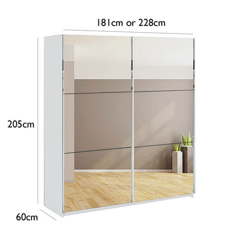 girls sliding door wardrobe with mirror