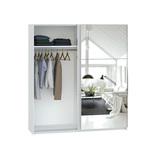 Low height sliding wardrobe with mirror