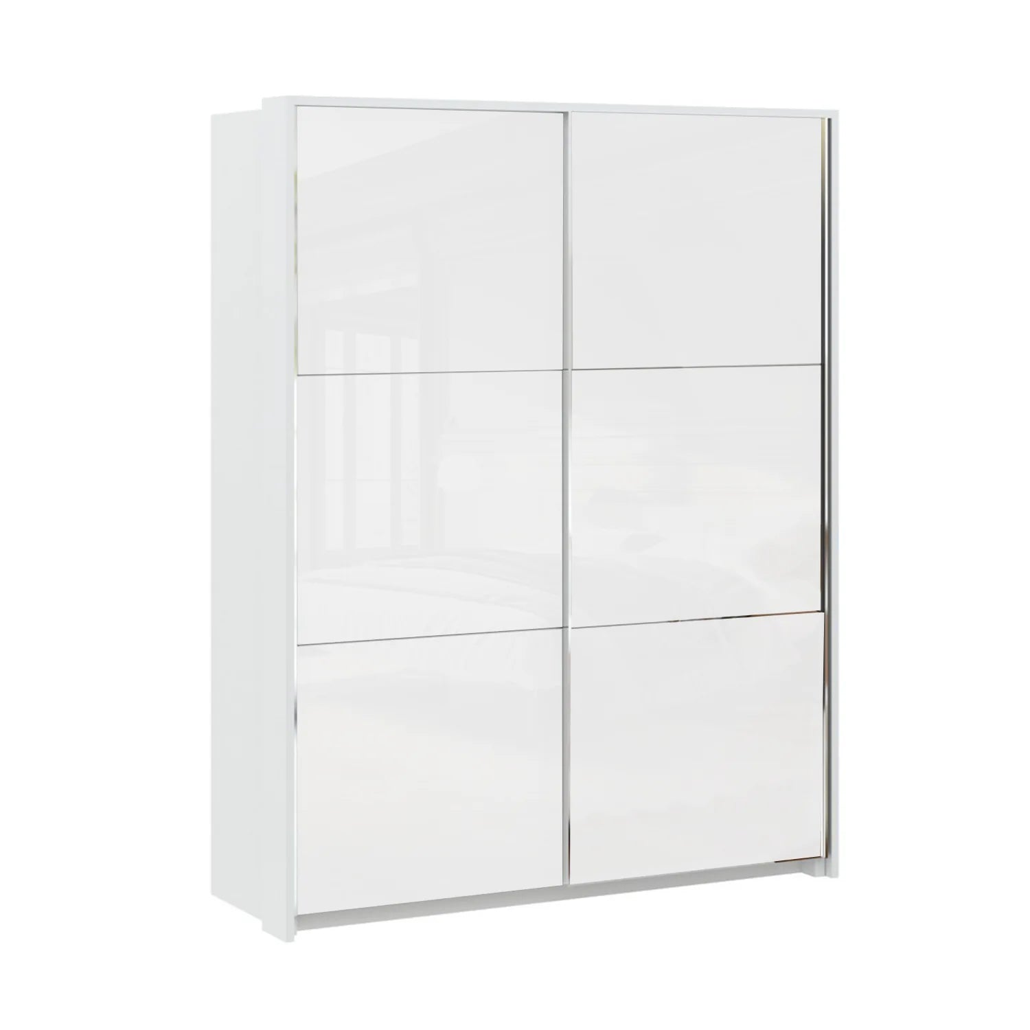 Lumea White Glass & Mirror Sliding Door Wardrobe with Passepartout Frame