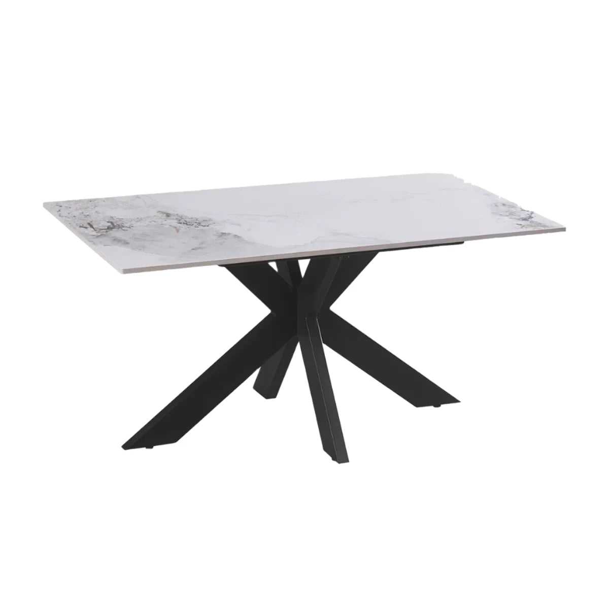 Oslo White Sintered Stone Dining Table with Black Base