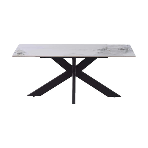 Oslo White Ceramic Top Dining Table Black Base