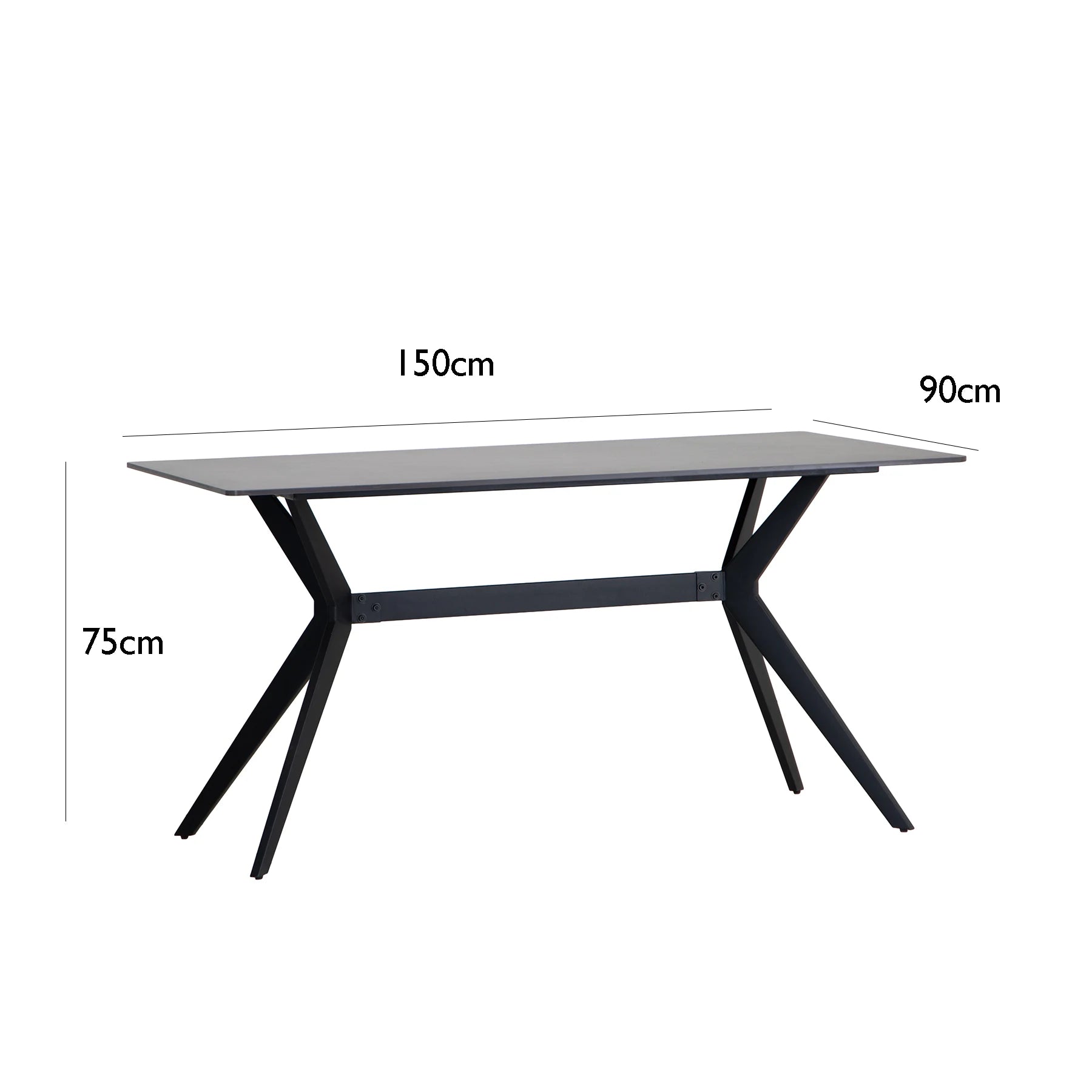 Tony 1500cm Black Sintered Stone Dining Table