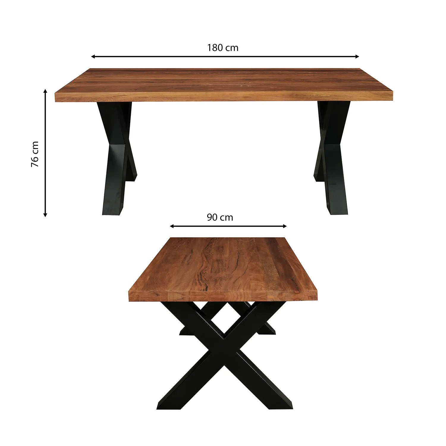 Toronto 1.8M Reclaimed Wood Dining Table - Dimensions