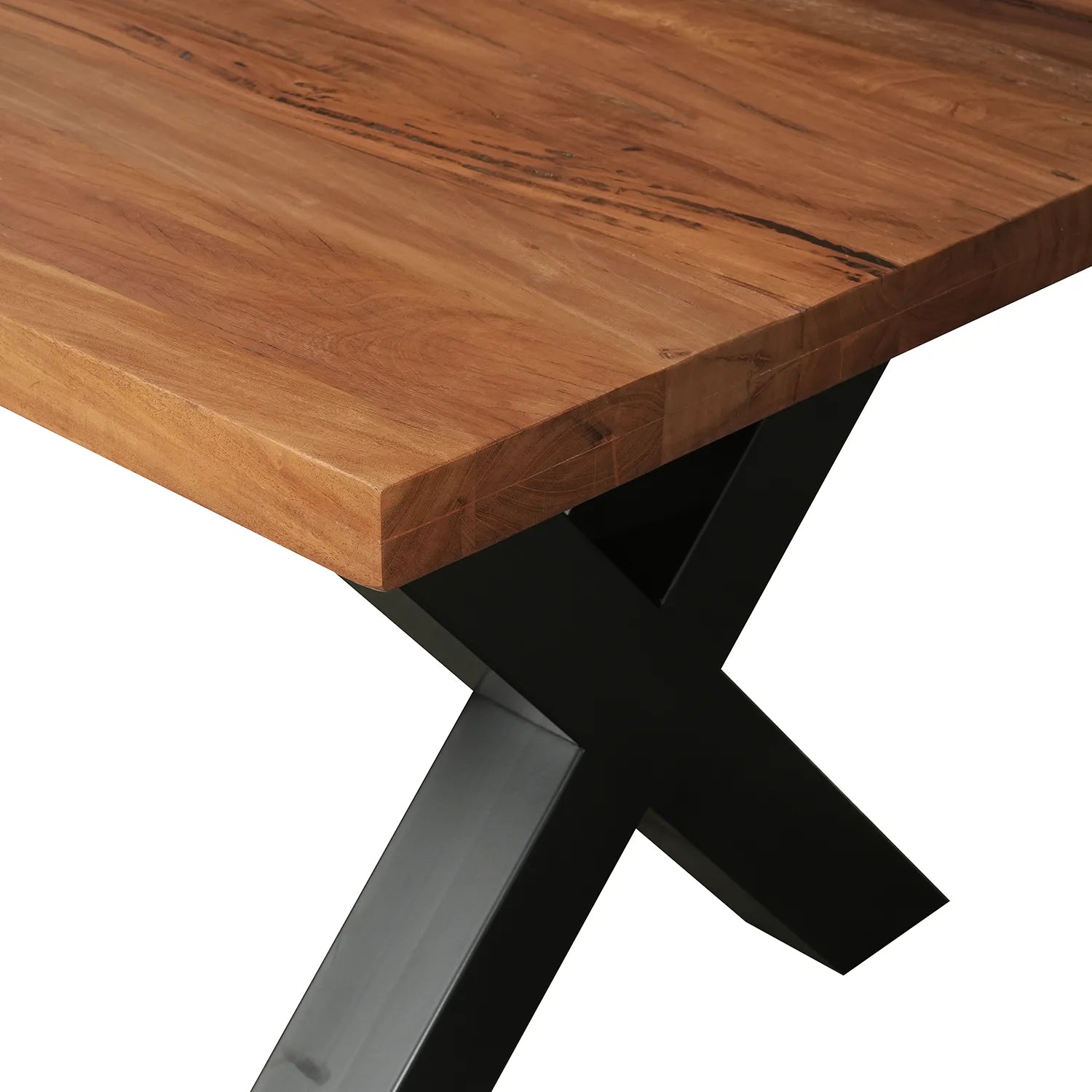 X Frame Black Base Wooden Dining table