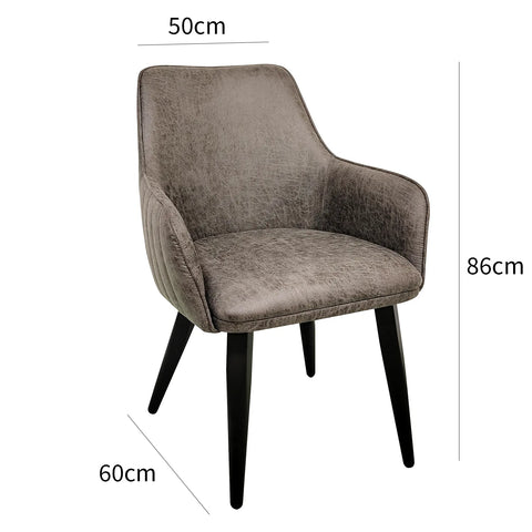 Toronto Vintage Grey Leather Set of 4 Dining Chairs, also available in Brown - Dimensions 