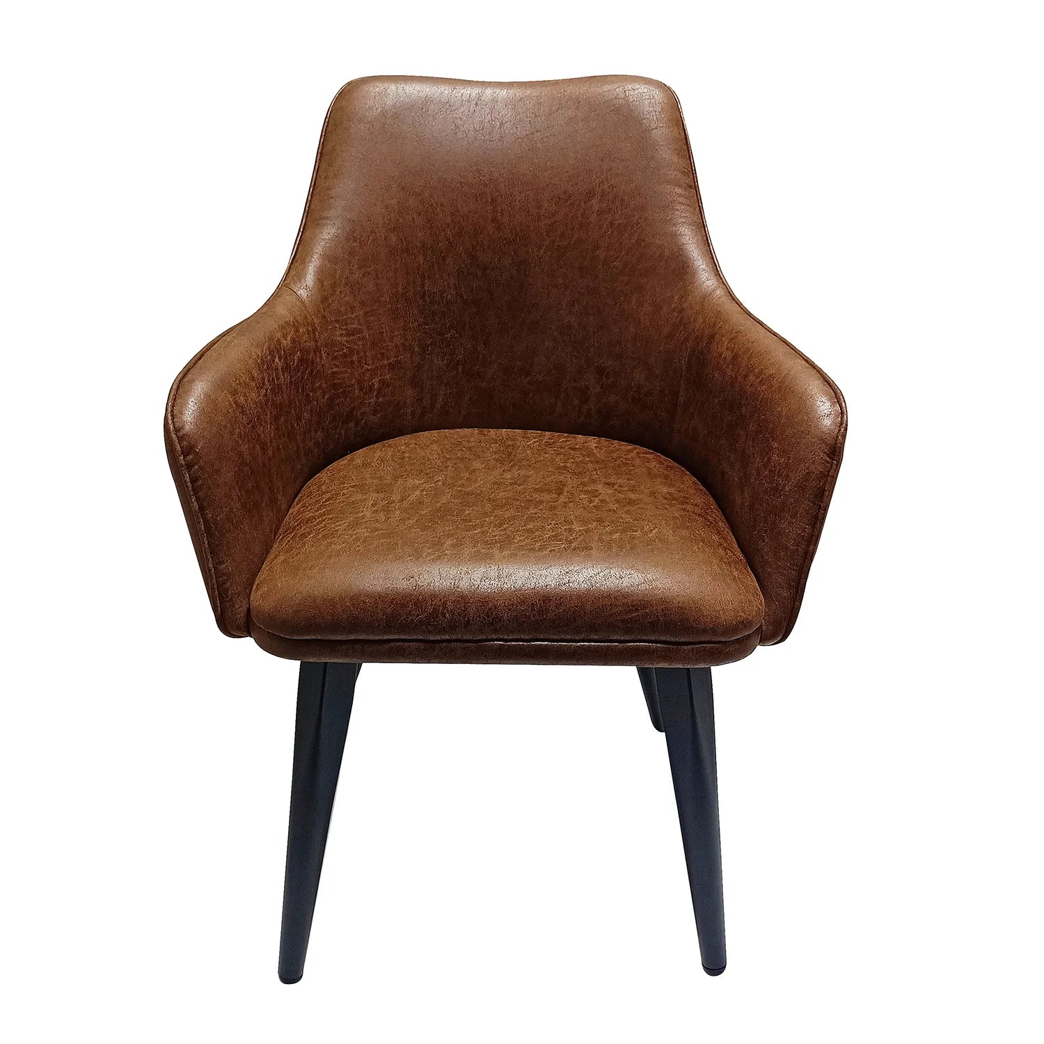 Toronto Vintage Leather Set of 4 Dining Chairs, also available in Grey - Front of Chair Image